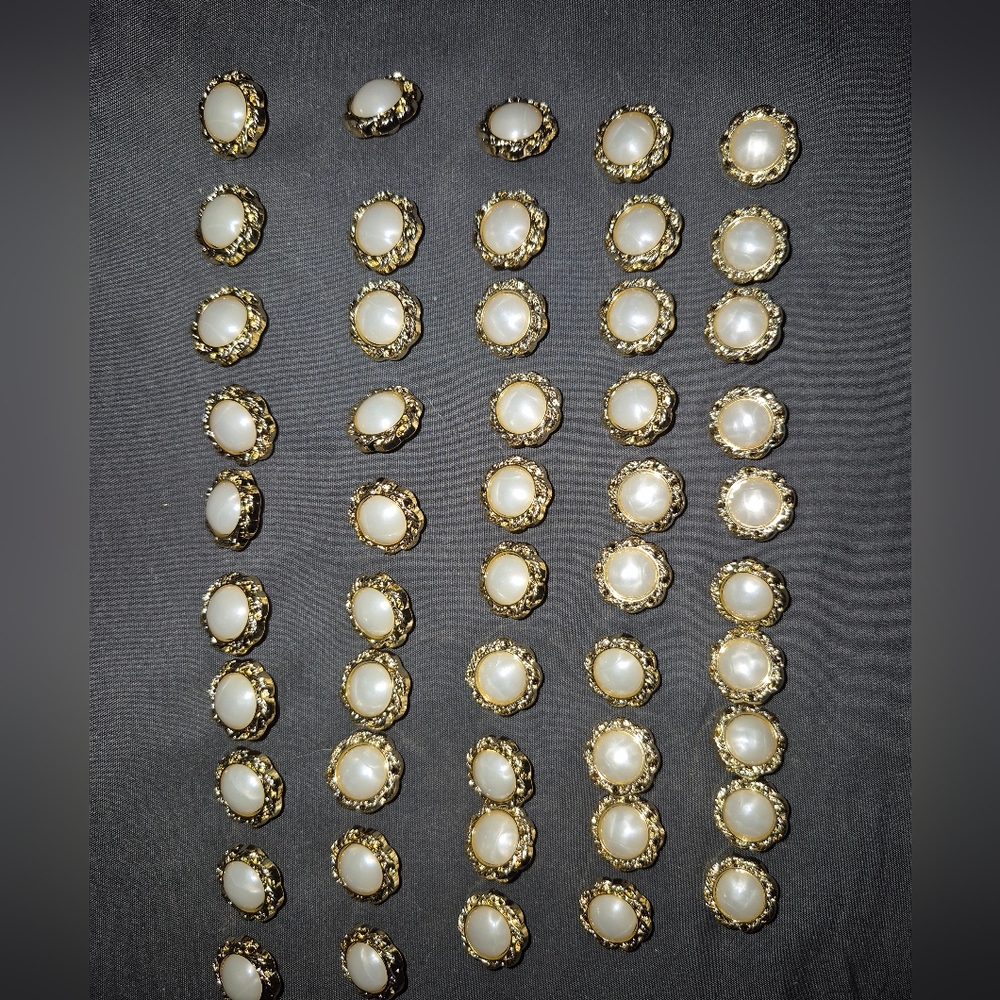 Lot Of 50 Elegant Gold and Cream Shank Buttons with Vintage Appeal